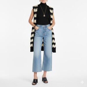 Calypso St. Barth Crochet Knit Long Vest Zig Zag Sweater Small Like New